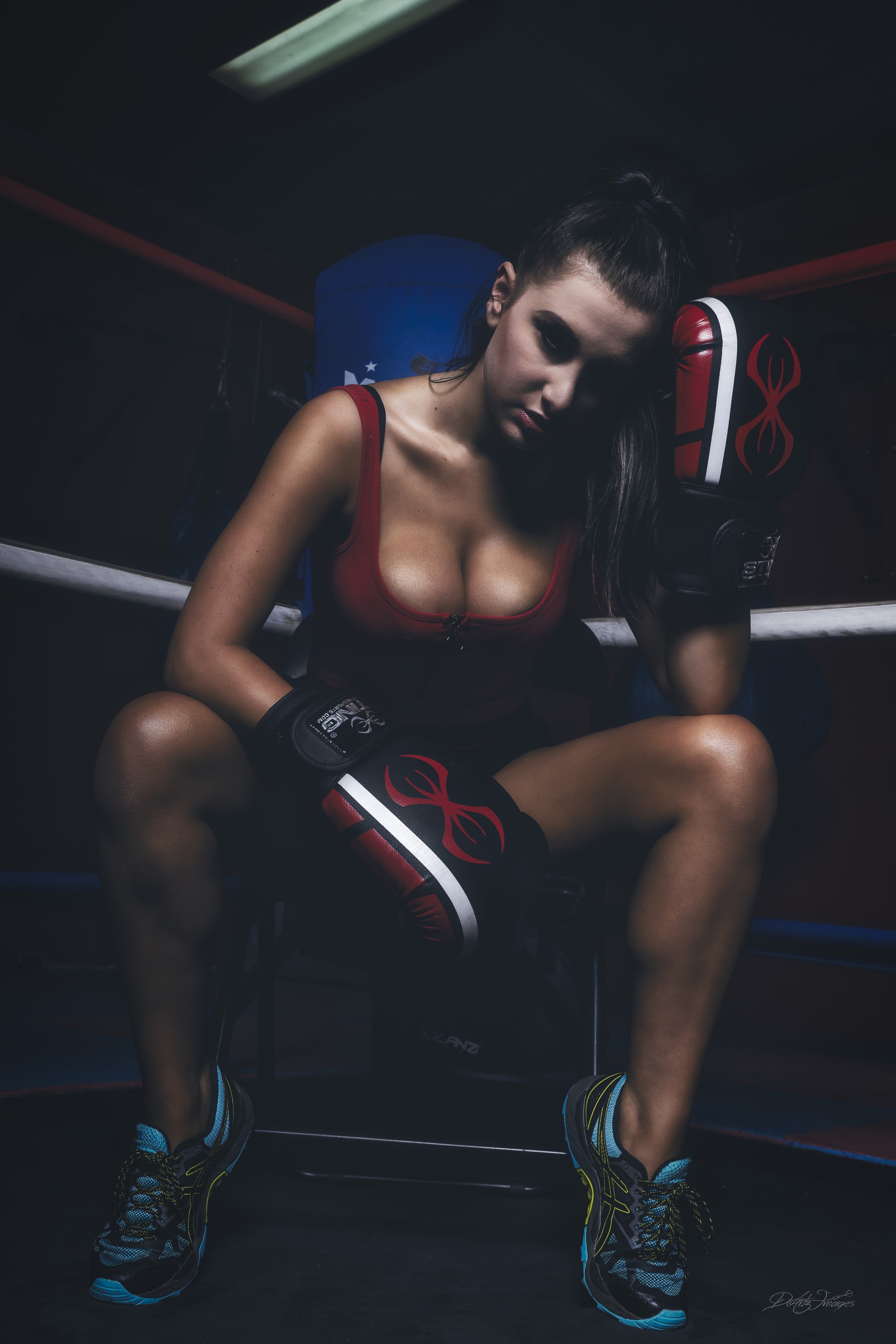 Fitness — athletic woman gymnastic rings